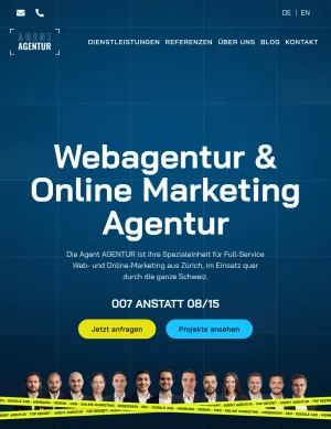 Agent Agentur - Online Marketing and Web Agency in Zurich screenshot