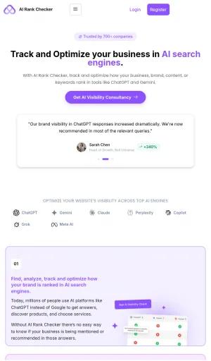 AI Search Rank Tracking and Visibility Optimization Tool screenshot