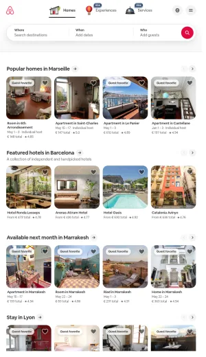 Airbnb Vacation Rentals and Travel Experiences screenshot