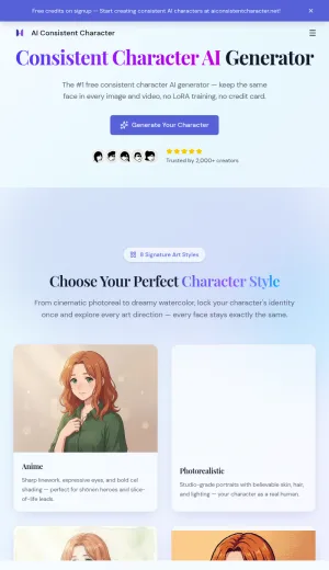 Consistent Character AI Generator for Images and Videos screenshot