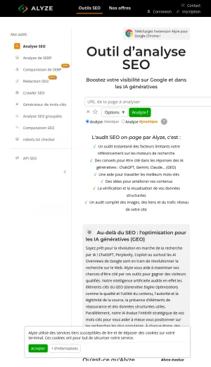Alyze SEO Analysis and Website Optimization Tools screenshot