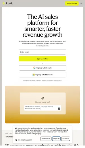 Apollo AI Sales Platform for B2B Prospecting and Automation screenshot