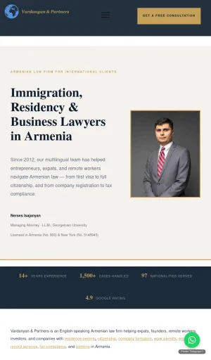 Vardanyan and Partners Armenian Immigration and Business Law Firm screenshot