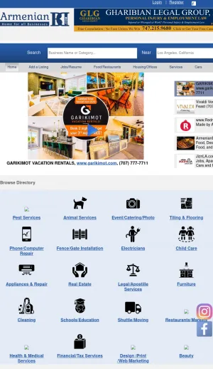 Armenian Community Directory and Classifieds in Los Angeles screenshot