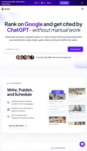 Arvow AI SEO Writing and Blog Automation Software screenshot