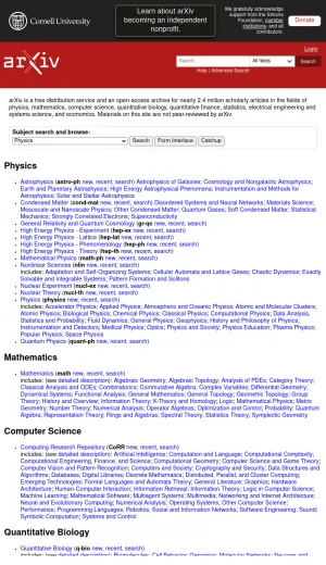 arXiv Open Access Preprint Archive for Science and Research screenshot
