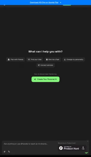 ASI One Personal AI Assistant Platform screenshot