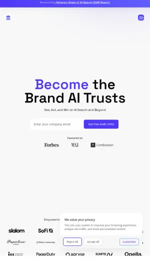 AthenaHQ AI Search Visibility and Brand Analytics Software screenshot