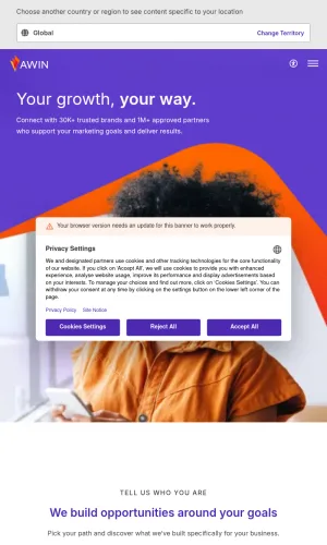 Awin Global Affiliate Marketing and Partnership Platform screenshot