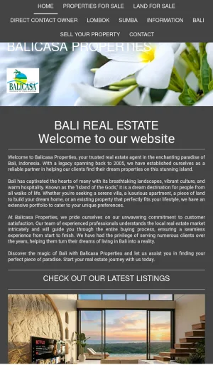 Balicasa Properties Bali Real Estate Agency screenshot