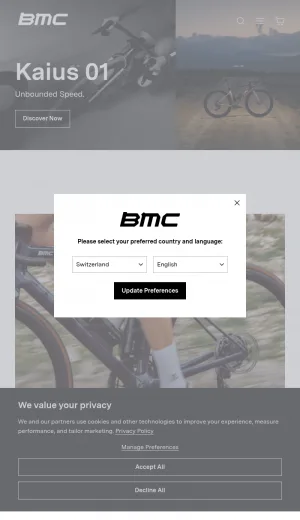 BMC Switzerland Premium Performance Bicycles screenshot