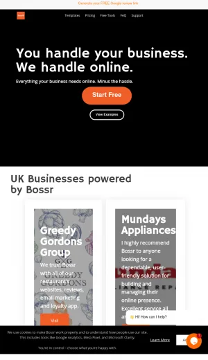 Bossr UK Small Business Website Builder and Online Services screenshot