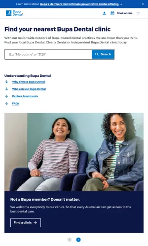 Bupa Dental Australia Clinics and Oral Health Care screenshot