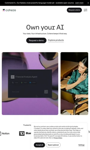 Cohere Enterprise AI Models and Secure Business Solutions screenshot