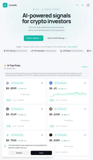 CoinMS AI Cryptocurrency Screening and Trading Signals screenshot