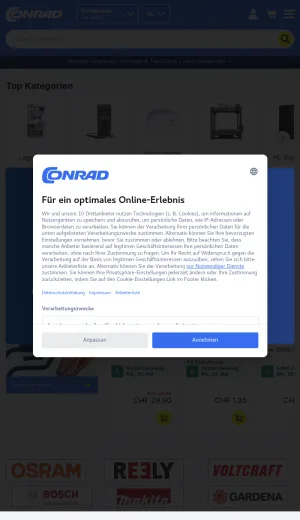 Conrad Electronic Switzerland screenshot