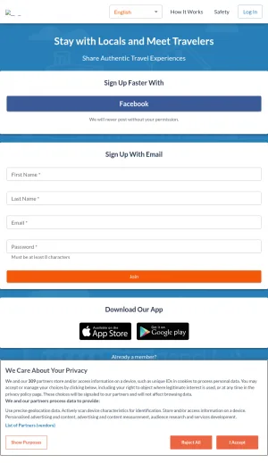Couchsurfing Travel Community for Local Hosts and Travelers screenshot