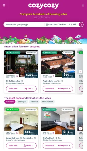 cozycozy Accommodation Comparison for Vacation Rentals and Hotels screenshot