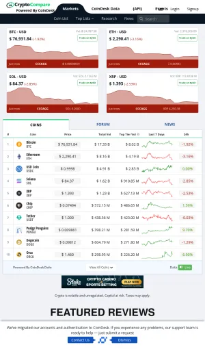 CryptoCompare Cryptocurrency Prices and Market Data screenshot