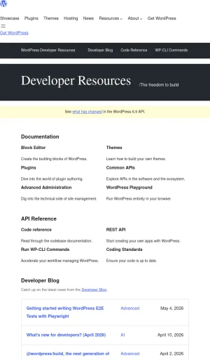 WordPress Developer Resources screenshot