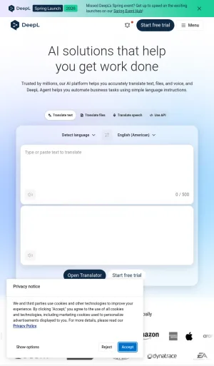 DeepL AI Translation and Writing Software screenshot