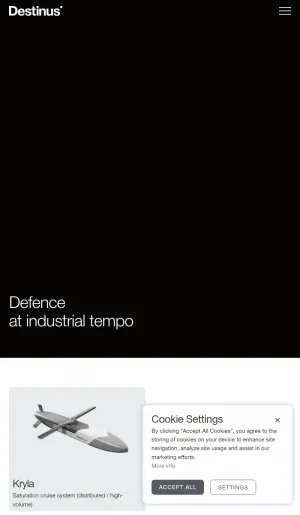 Destinus Defense Manufacturing for Strike and Air Defense Systems screenshot