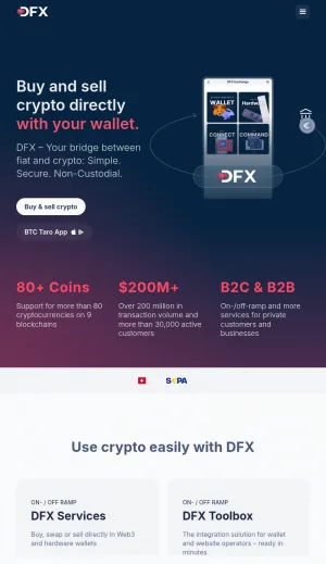 DFX Swiss Crypto On-Ramp and Wallet Exchange screenshot