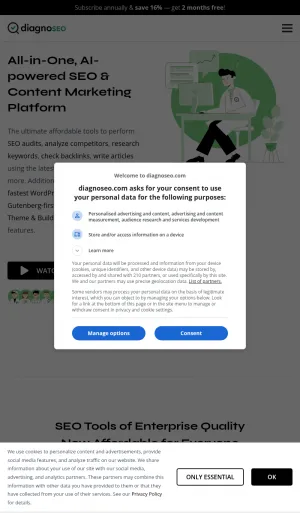 DiagnoSEO AI SEO and Content Marketing Platform screenshot