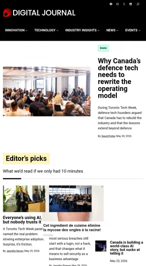 Digital Journal: Technology and Innovation News Magazine screenshot