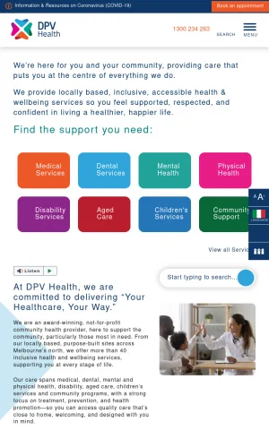 DPV Health Community Health Services in North Melbourne screenshot