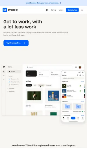 Dropbox Cloud Storage and Collaboration Platform screenshot
