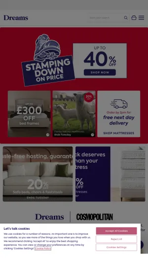 Dreams Beds, Mattresses and Bedroom Furniture Retailer screenshot