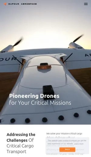 Dufour Aerospace: Hybrid Electric VTOL Aircraft and Drone Systems screenshot