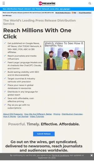 EIN Presswire Press Release Distribution and Media Outreach screenshot