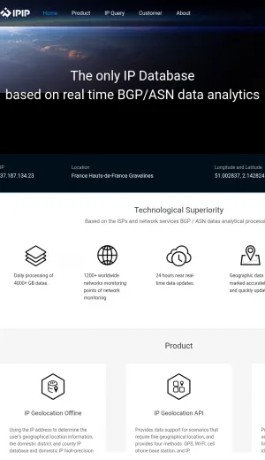 IP Geolocation Data and Network Diagnostics from IPIP screenshot