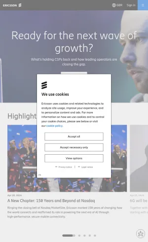 Ericsson Telecommunications and Network Infrastructure Solutions screenshot