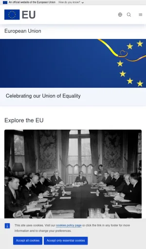European Union Official Information and Language Selection screenshot