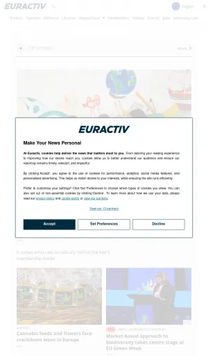 Euractiv EU Policy and Politics News screenshot