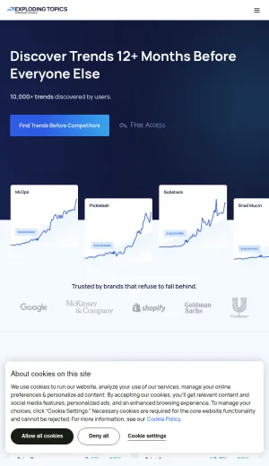 Exploding Topics Trend Discovery and Market Research Tools screenshot