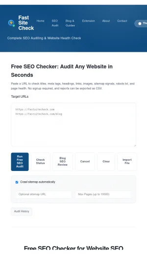 Fast Site Check SEO Audit Tool screenshot