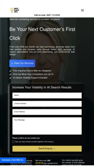 First Place SEO London SEO Agency screenshot