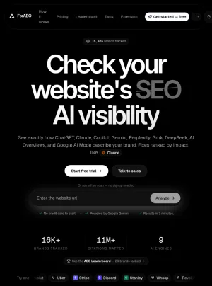 FixAEO: AI Search Visibility and Answer Engine Optimization Software screenshot