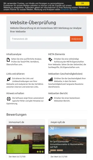 Free SEO Test Website Analysis Tool screenshot
