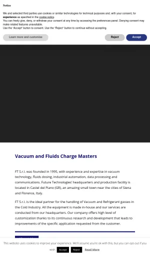 Future Technologies Industrial Refrigerant and Vacuum Systems screenshot