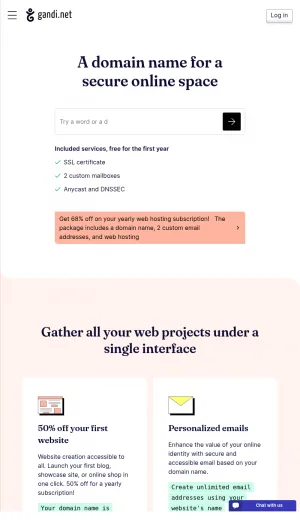 Gandi Domain Registration, Hosting, and Cloud Services screenshot