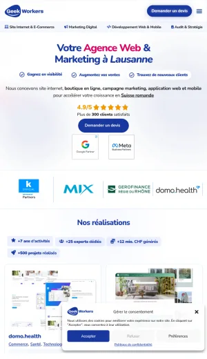 Geekworkers Web Agency Lausanne screenshot