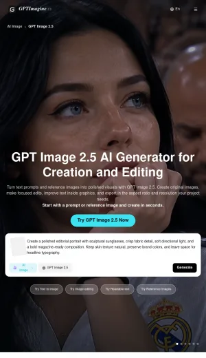 GPT Imagine 2.5 AI Image Generator and Editor screenshot