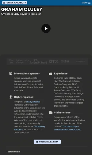 Graham Cluley Cybersecurity Speaker and Conference Moderator screenshot