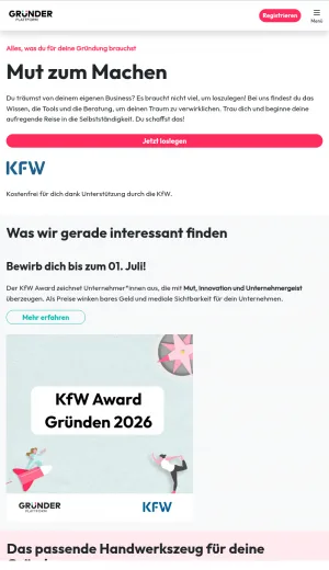 German Startup Platform for Business Planning and Company Formation screenshot