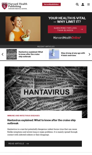 Harvard Health Publishing Evidence Based Medical Information screenshot